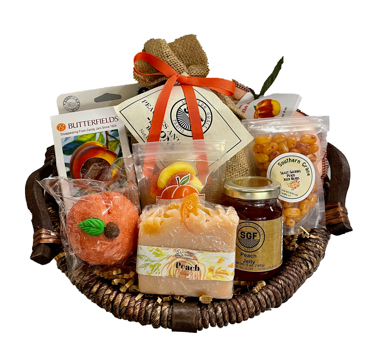 Feeling Peachy Peach Gift Basket Southern Grace Farms