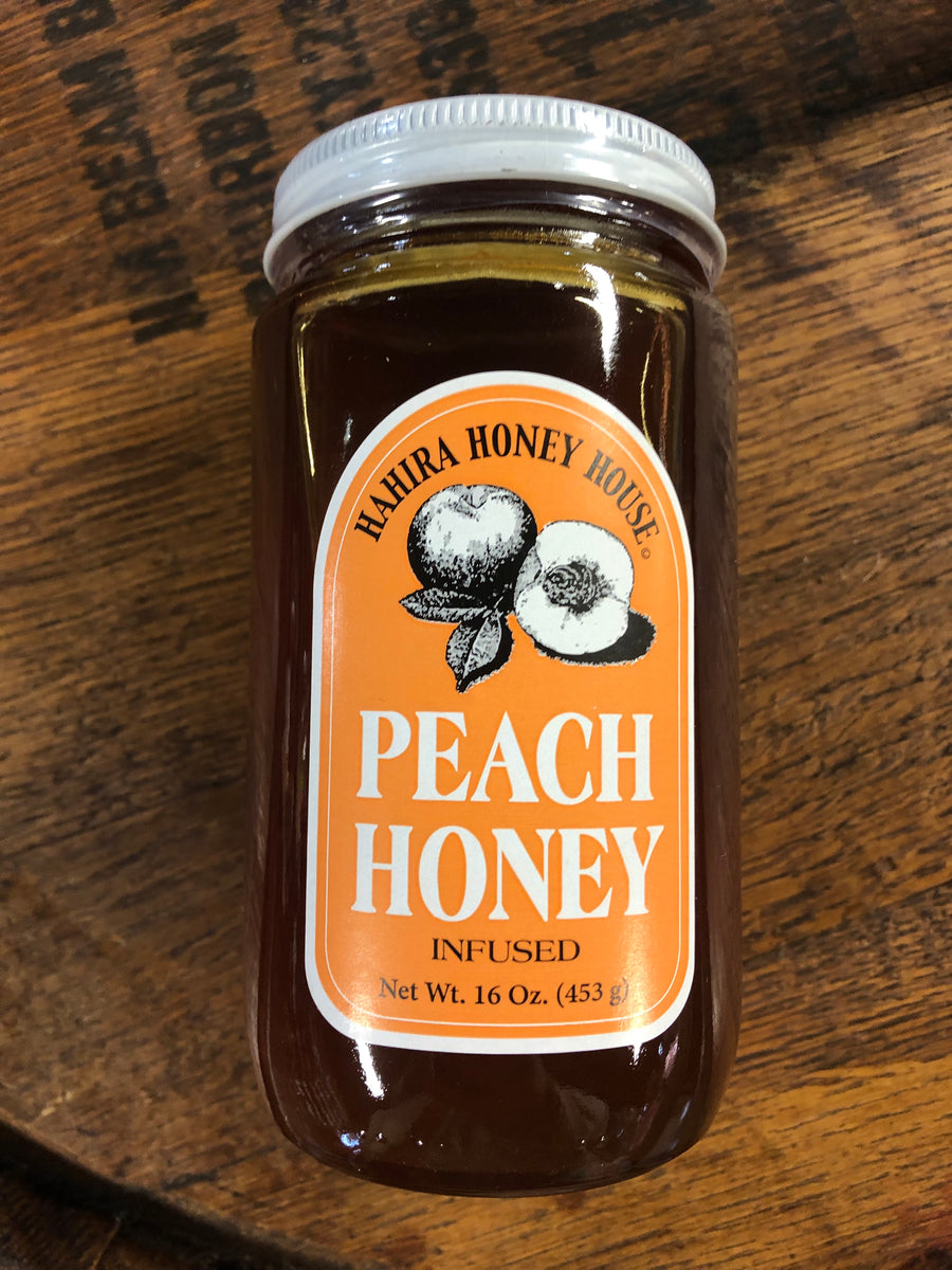 Hahira Honey House Peach Infused Honey 16oz Southern Grace Farms