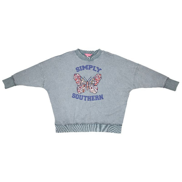 Simply Southern Distressed Quilted Butterfly Pullover