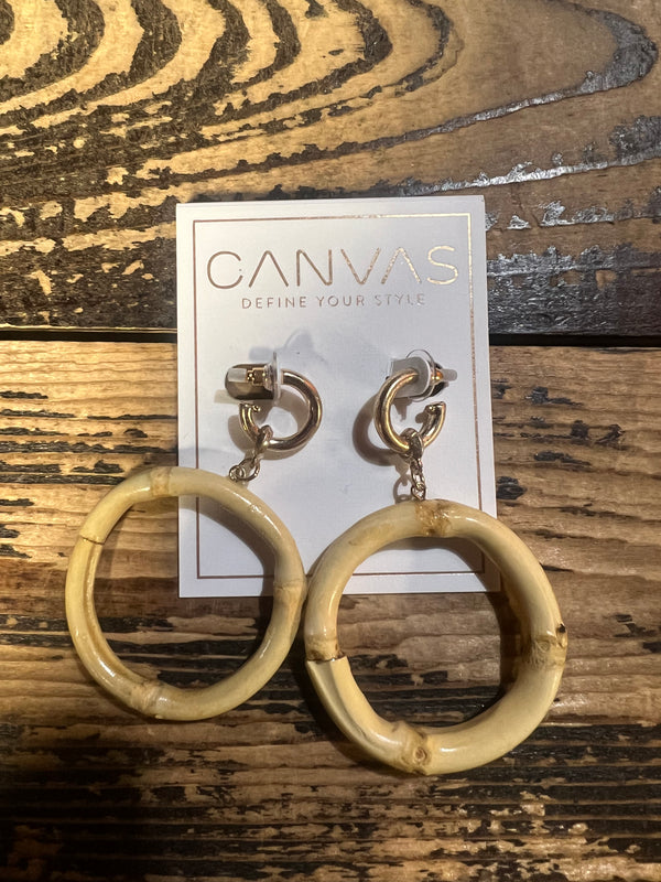 Canvas Style Felicity Bamboo Drop Hoop Earrings in Natural