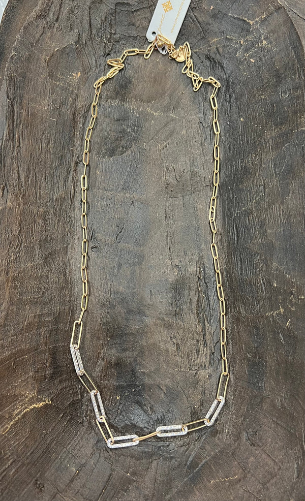 Long Matte Gold and Silver Paperclip Chain Necklace