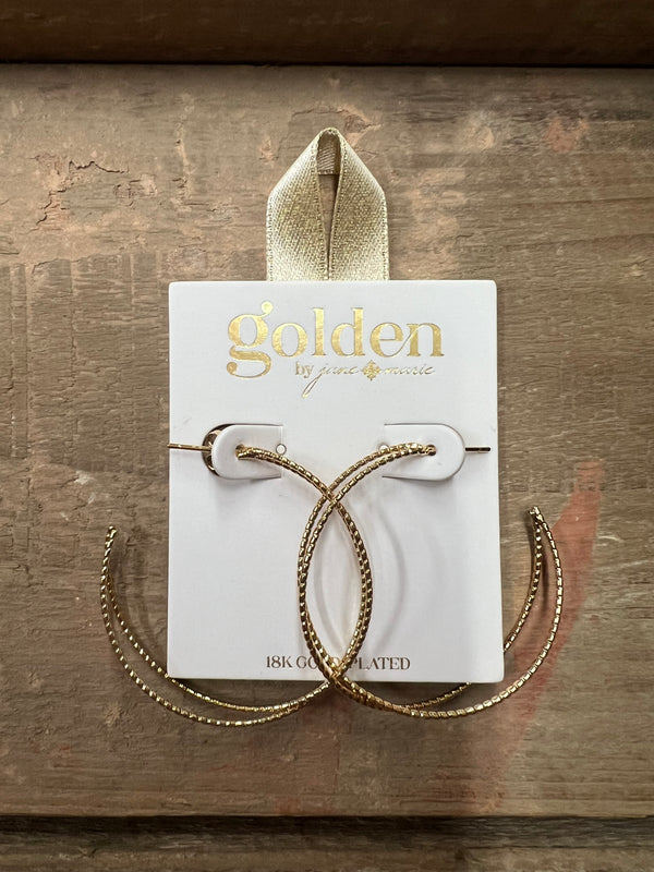 18K Gold Plated Offset Double Skinny Twist Hoop Earrings