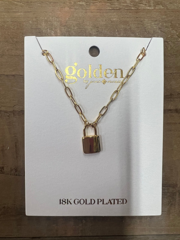 Dainty 18K Gold Plated Padlock Necklace