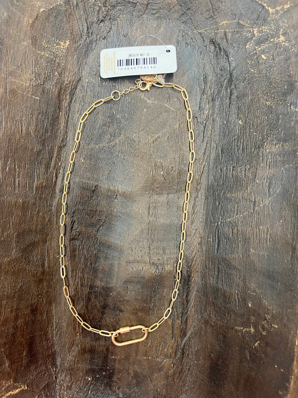 Matte Gold Carabiner Paperclip Chain Necklace