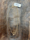 Matte Gold Star Carabiner Paperclip Chain Necklace