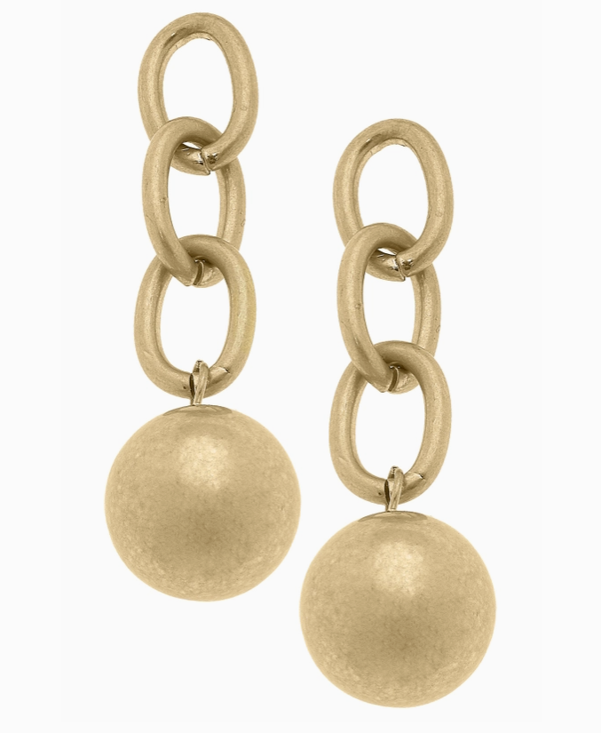 Ball & Chain Earrings in Worn Gold Southern Grace Farms