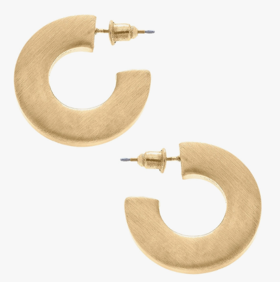 Canvas Style Cali Flat Hoop Earrings in Satin Gold