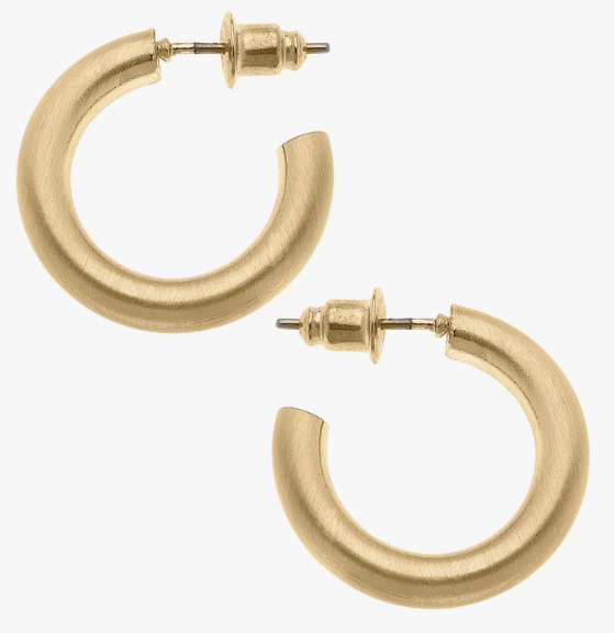 Canvas Style Celia Hoop Huggie Earrings in Satin Gold