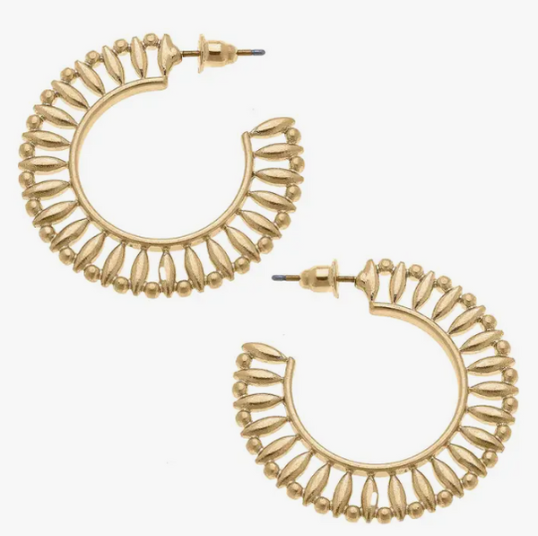 Canvas Style  Mari Scalloped Hoop Earrings in Worn Gold
