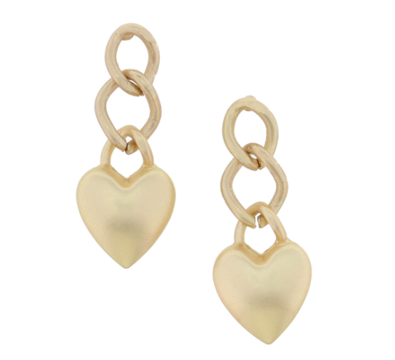 Gold Chain Link Heart Earrings