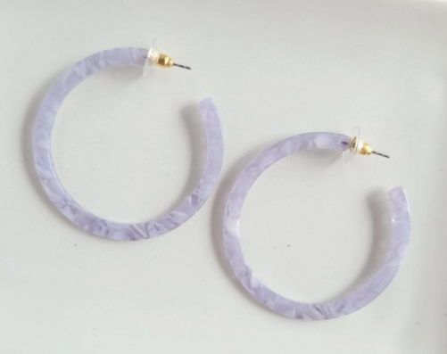 Dusty Blue Acrylic Hoop Earrings