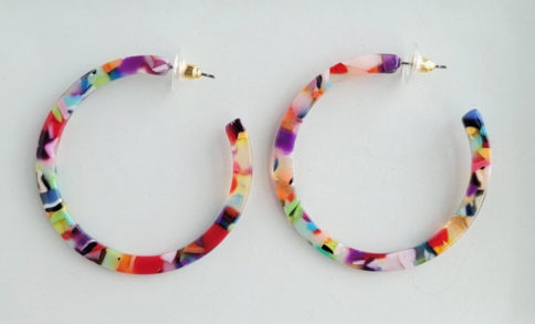 FIesta Multicolor Acrylic Hoop Earrings