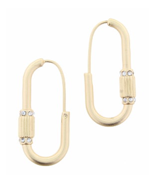 Gold Oval Carabiner Earrings