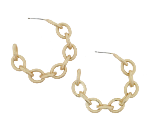 Gold Chain Link Hoop Earring