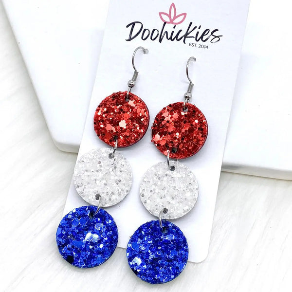 USA Glitter Patriotic Corkie Earrings