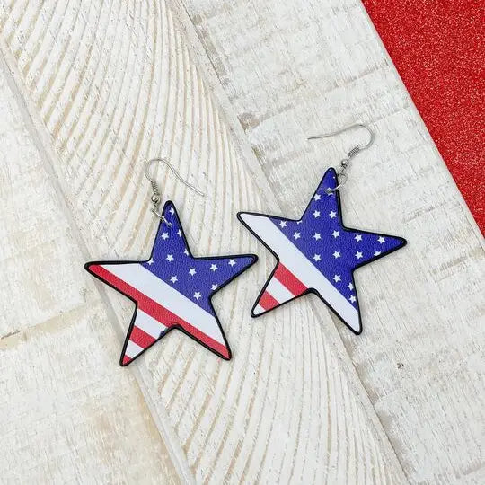 Stars & Stripes Star Patriotic Dangle Earrings