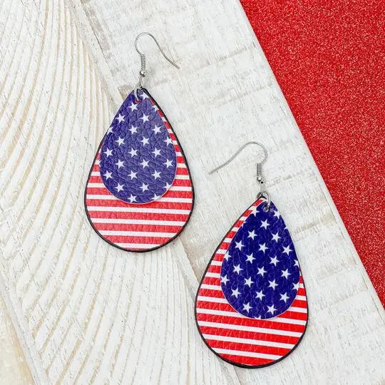 Red White & Blue Patriotic Dangle Earrings Southern Grace Farms