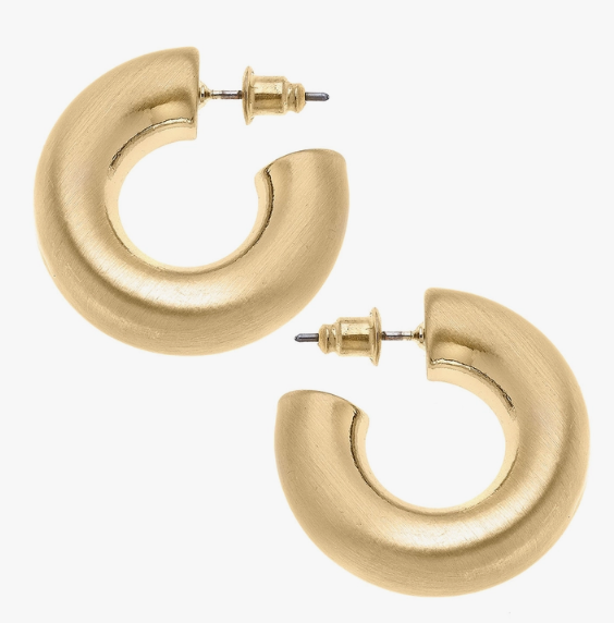 Canvas Style Coraline Hoop Huggie Earrings in Satin Gold
