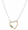 Matte Silver & Gold Heart Carabiner Paperclip Chain Necklace