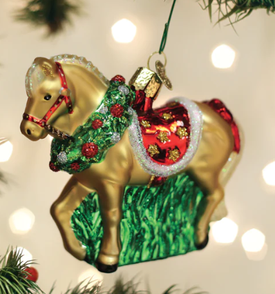 Old World Christmas Horse with Wreath Sale