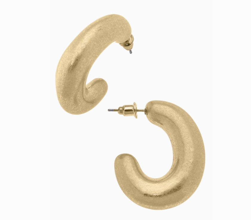 Sculpted Hoop Earrings in Worn Gold | Southern Grace Farms