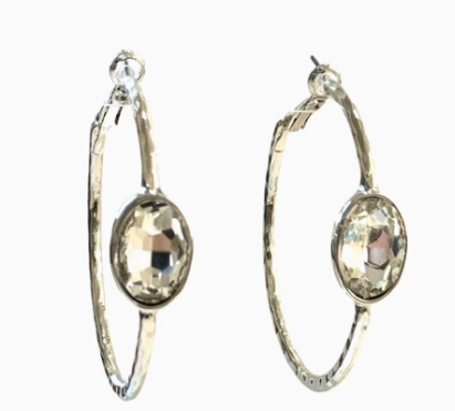 Bejeweled Hammered Hoop Earring | Southern Grace Farms