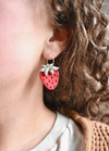 Strawberry Clay Hoop Earrings