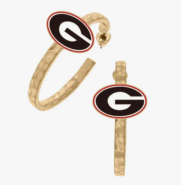 Canvas Style Georgia Bulldogs Enamel Logo Hoop Earrings