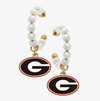 Canvas Style UGA Georgia Bulldog Pearl Hoop Earrings