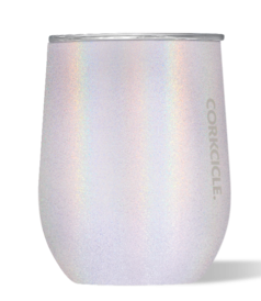 Corkcicle Stemless Wine Glass 12 oz Turquoise Sparkle Stainless Tumbler w/  Straw