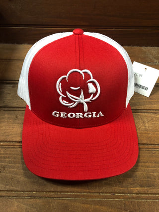 red white heritage pride georgia cotton boll hat
