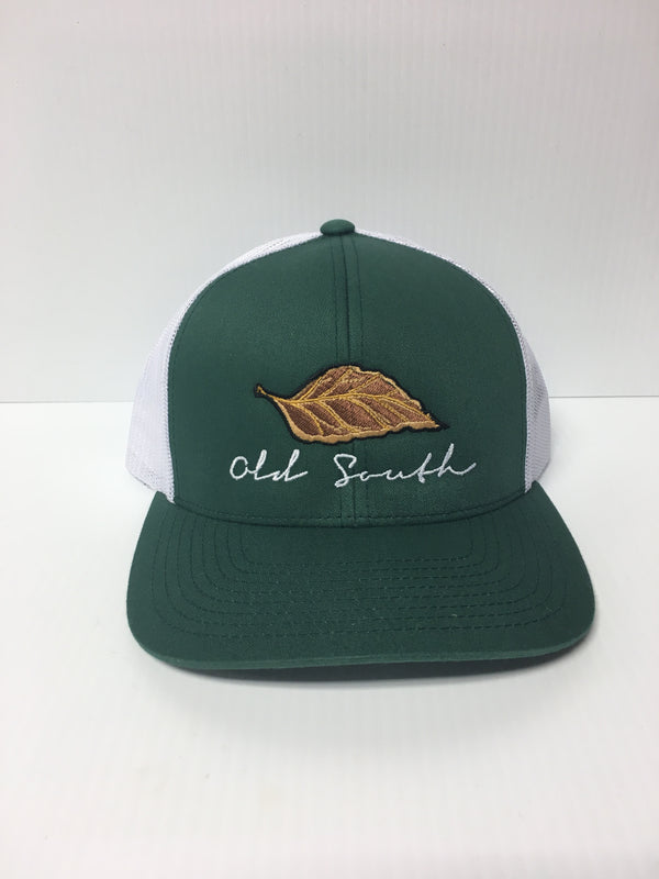 Old South Tobacco Leaf Trucker Mesh Hat Green