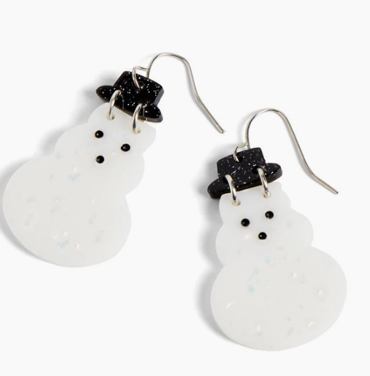 Acrylic Christmas Snowman Earrings