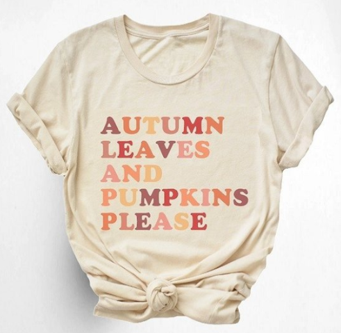 Autumn Leaves & Pumpkins Please Short Sleeve Shirt Sale