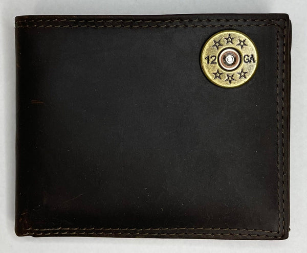 Crazy Horse Leather Bi-fold Wallet Shotgun Shell