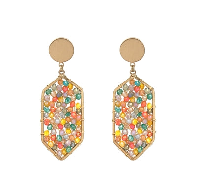 Bright Multi Crystal Wired Hexagon Drop 2