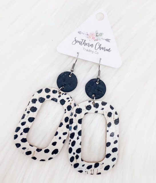 Southern Charm Dalmatian Oval Earrings