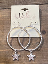 Gold or Silver Closed Hoop Earrings with Star