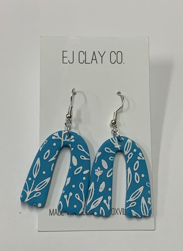 Blue Spring Scalloped Arch Earrings
