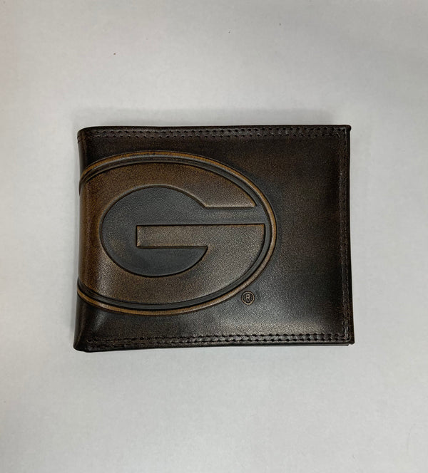 Burnished Leather Bifold Wallet UGA Georgia