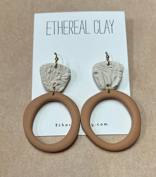 Bohemian Clay Closed Hoop Dangle Earrings