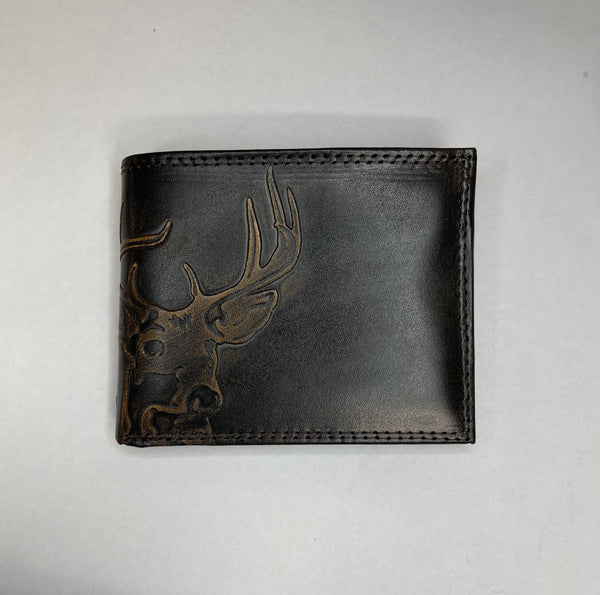 Burnished Leather Bifold Wallet Buck