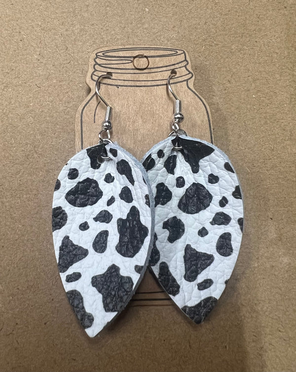 Cow Print Medium Leather Earrings