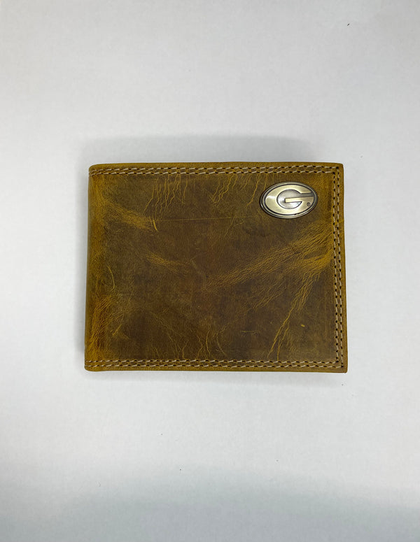 Vintage Leather Bi-fold Wallet UGA Georgia