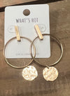 Hammered Coin Closed Hoop Earring