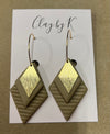 Stainless Steel Gold Hoops with Diamond Shaped Clay