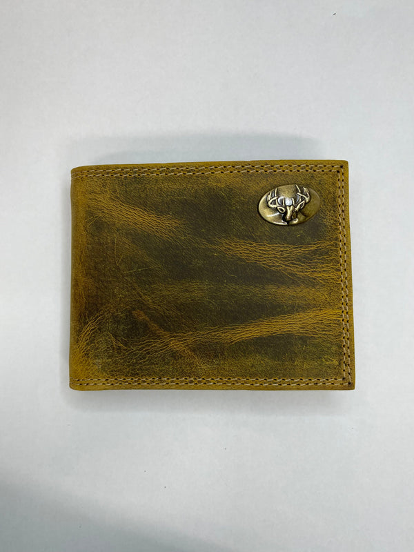 Vintage Leather Bi-fold Wallet Buck