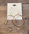 Gold or Silver Closed Hoop Earrings with Star