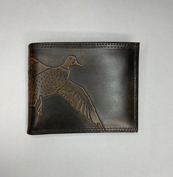 Burnished Leather Bifold Wallet Flying Duck