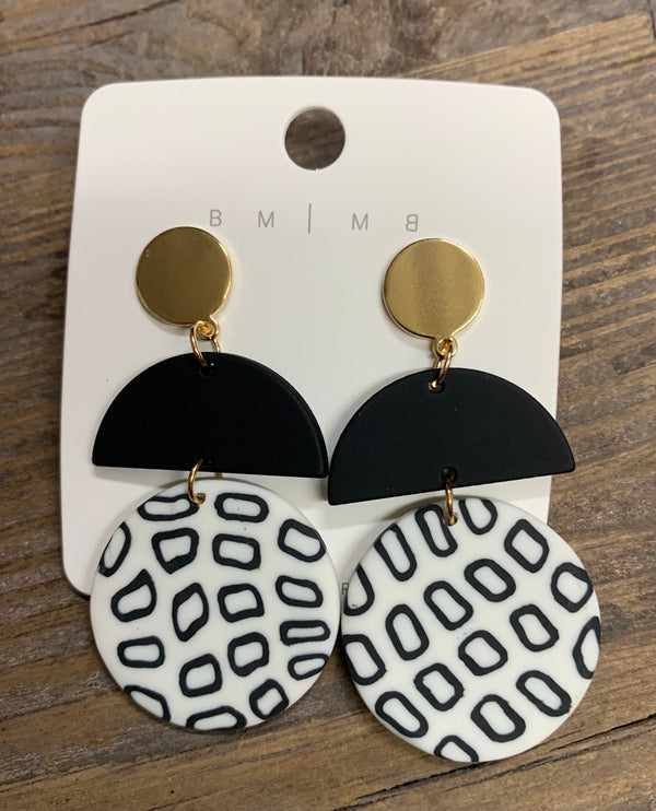 Black & White Squares Clay Earrings